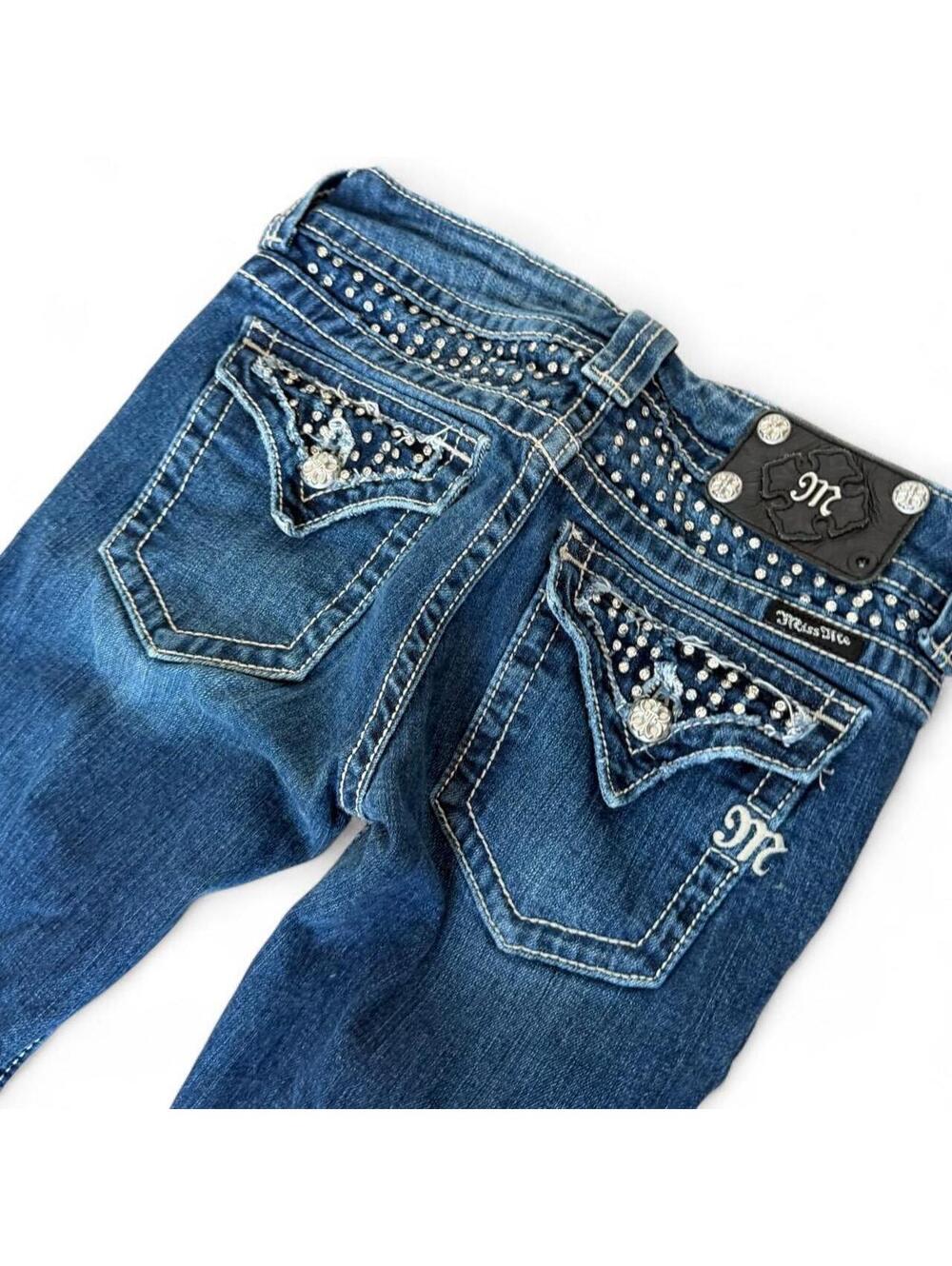 Y2K Miss Me Low Rise Rhinestone Bling Bootcut Jeans